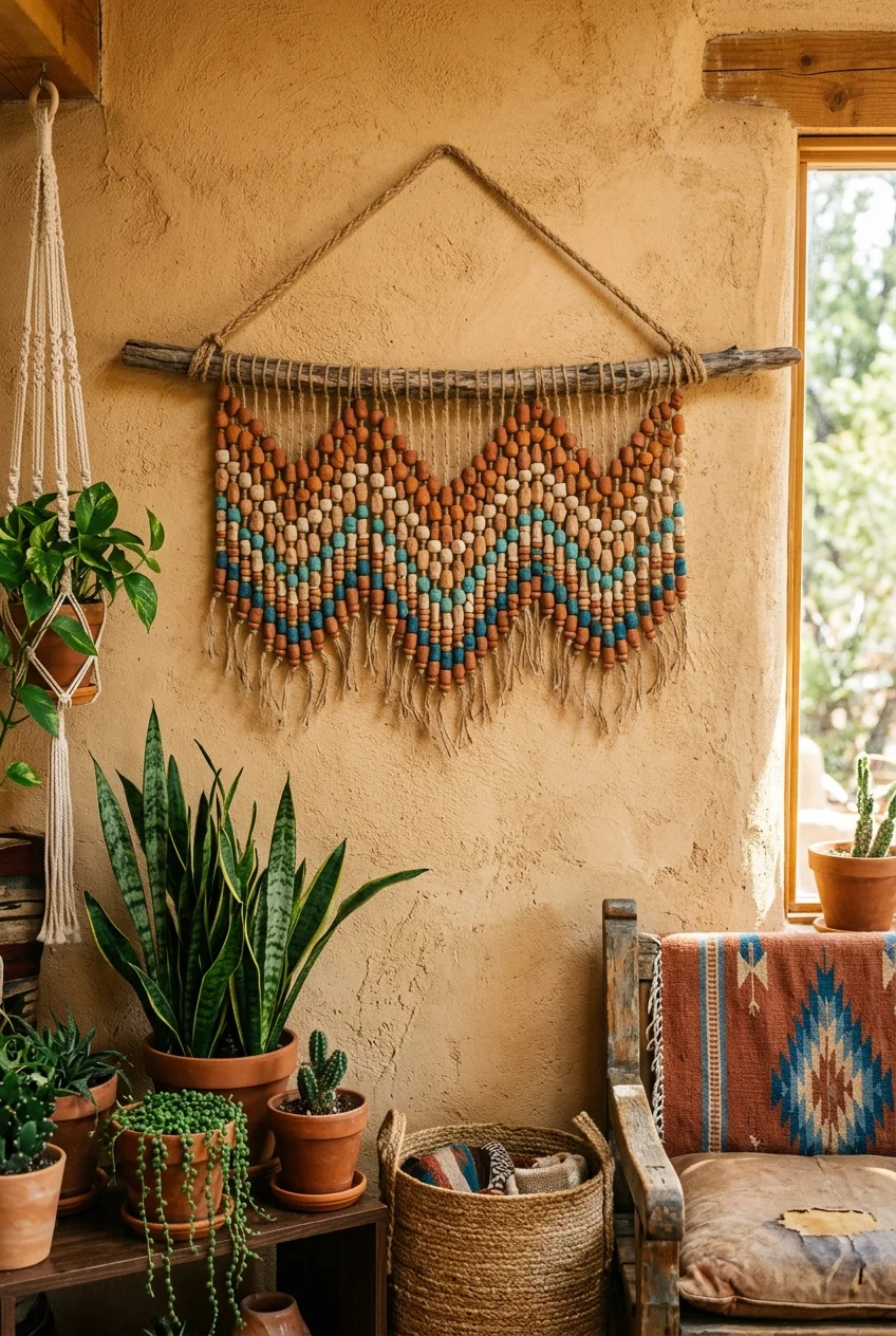 beaded banners Rustic Clay and Terracotta Bead Chevron Banner (AI Generated Image)