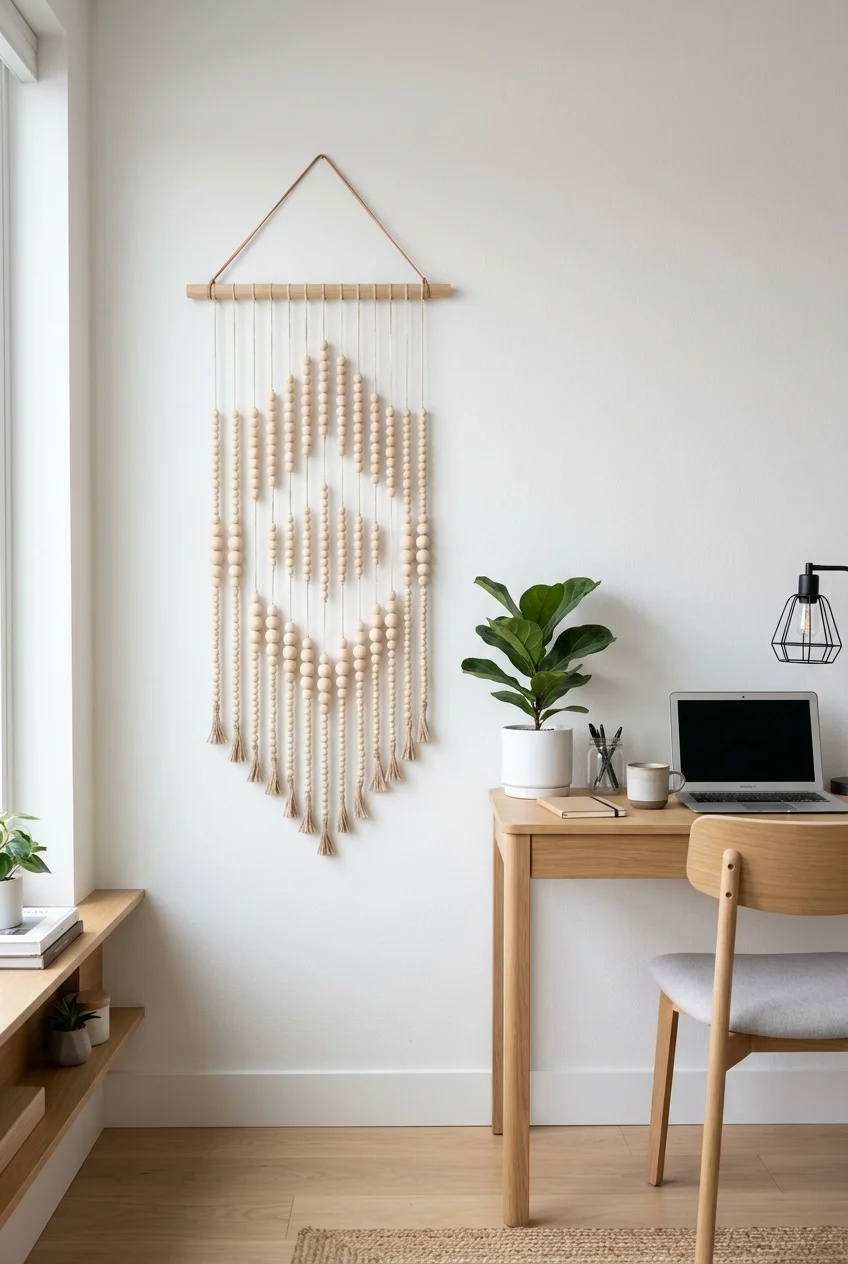 beaded banners Scandinavian Minimalist Dowel and Bead Banner (AI Generated Image)