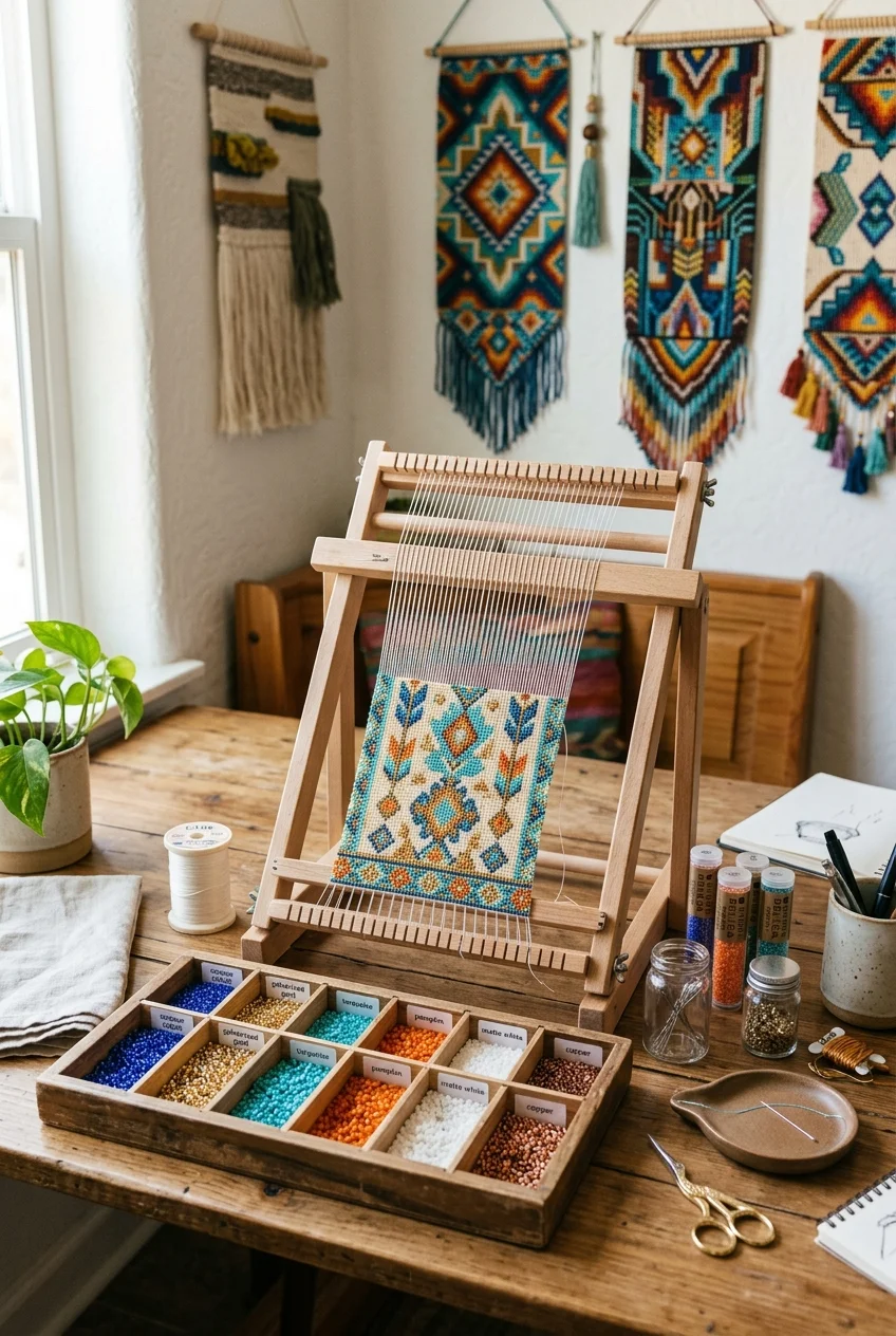 beaded tapestry patterns featured wall art showcase (AI Generated Image)