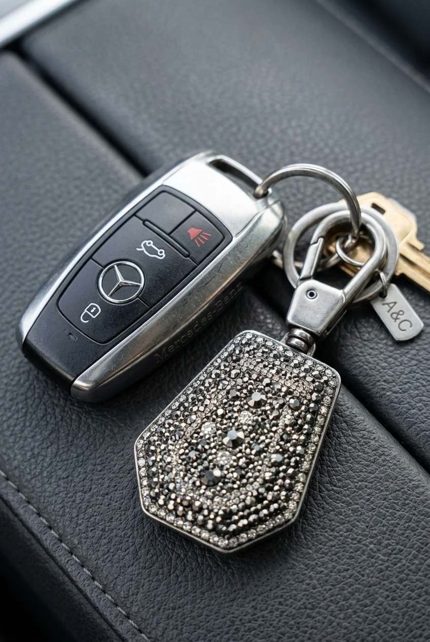 10 Random Things to Bedazzle That Make Everyday Life 100% Extra 11 random things to bedazzle stainless steel keychains & car key fobs (AI Generated Image)