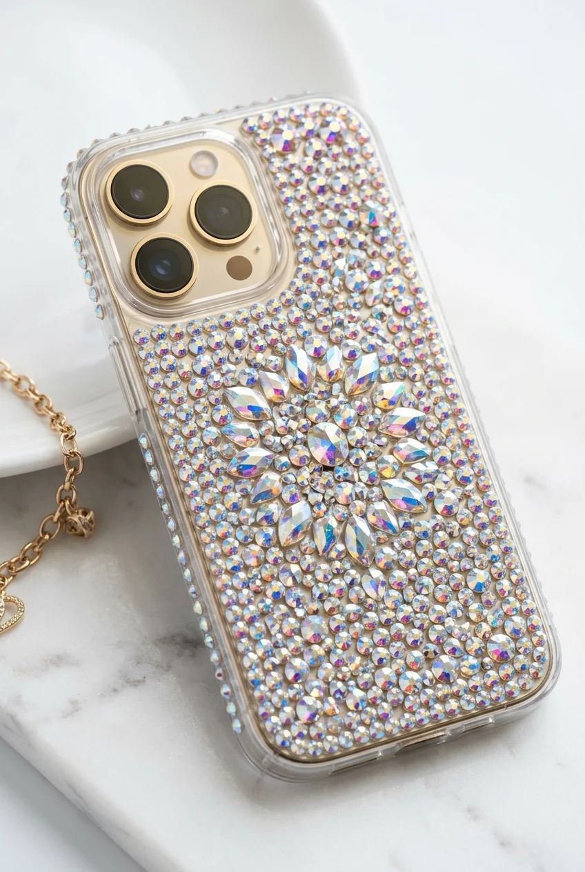 10 Random Things to Bedazzle That Make Everyday Life 100% Extra 9 random things to bedazzle clear acrylic phone cases (AI Generated Image)