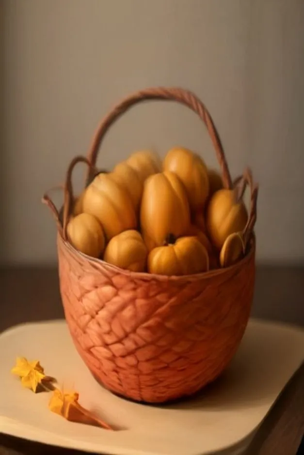 15 Aesthetic Halloween Boo Basket Ideas That Don't Look Cheap 11 Elegant Neutral Terracotta & Amber Fall Boo Basket - halloween boo basket ideas (AI Generated Image)
