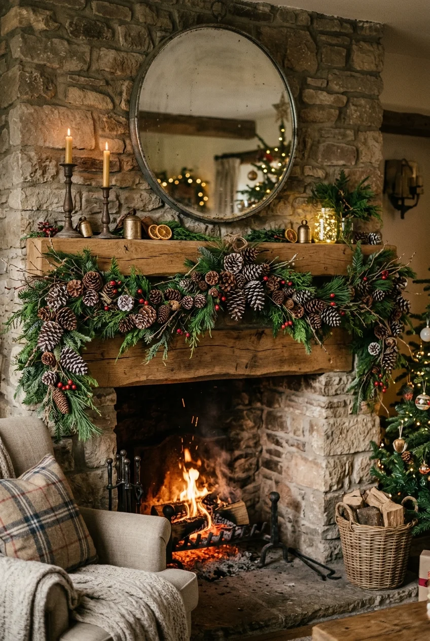 diy fall decorations - Floral Wire Bound Pinecone Garland (AI Generated Image)