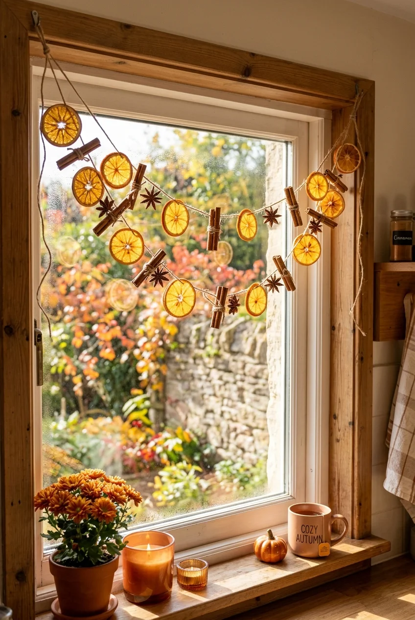 diy fall decorations - Dehydrated Citrus & Cinnamon Garland (AI Generated Image)