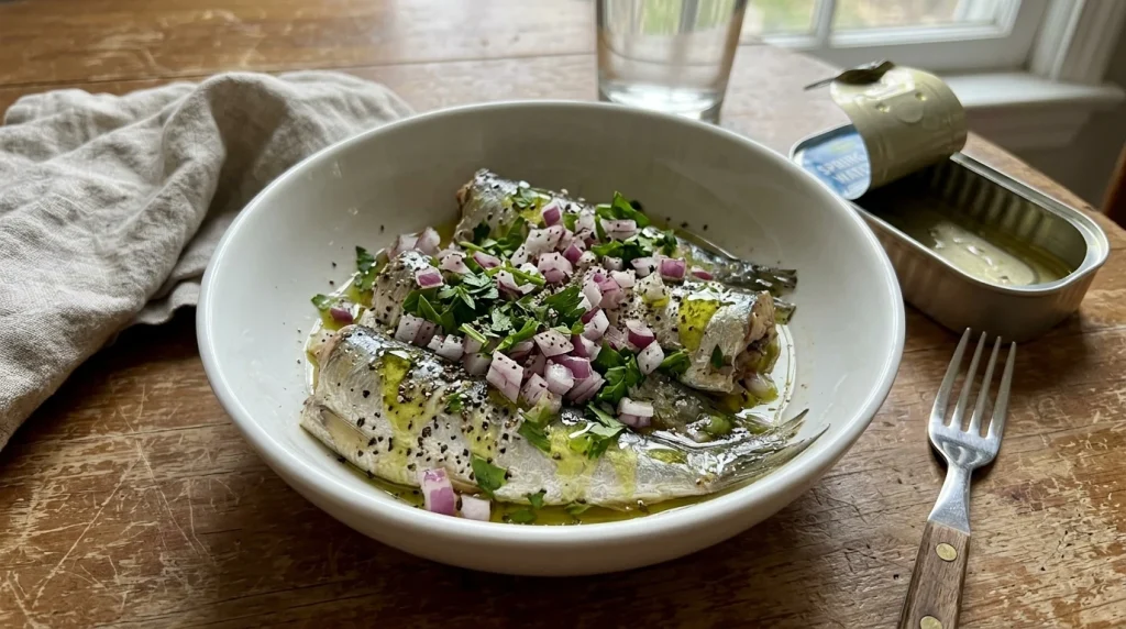 About Us 2 Sardines packed in spring water with lemon and herbs